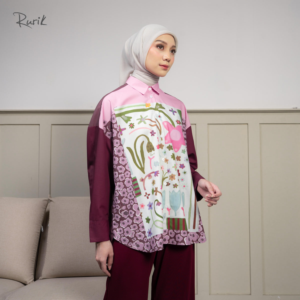 Kalesy Print Shirt Plum