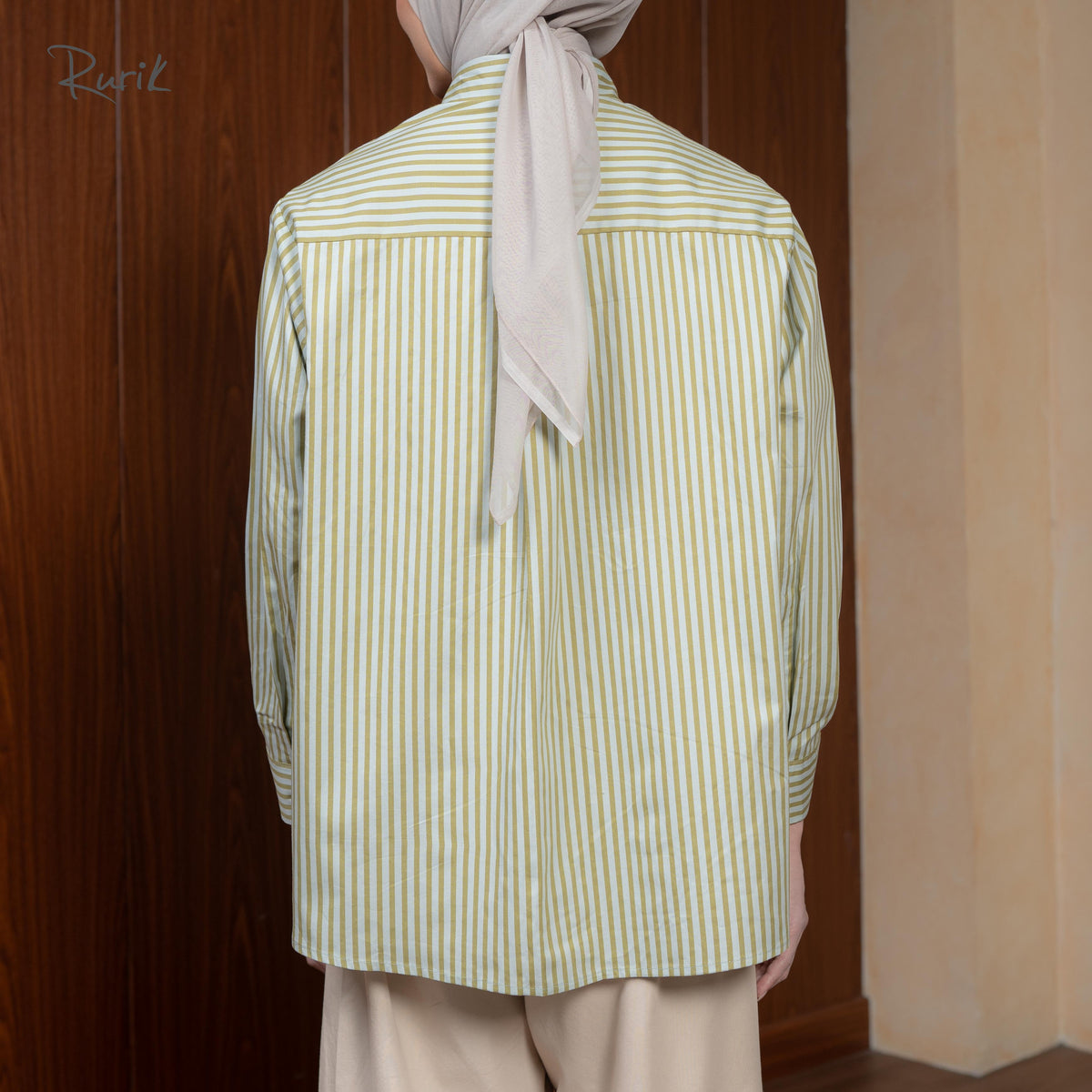 Balsa Embroidery Shirt Stripe Sage