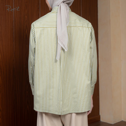 Balsa Embroidery Shirt Stripe Sage