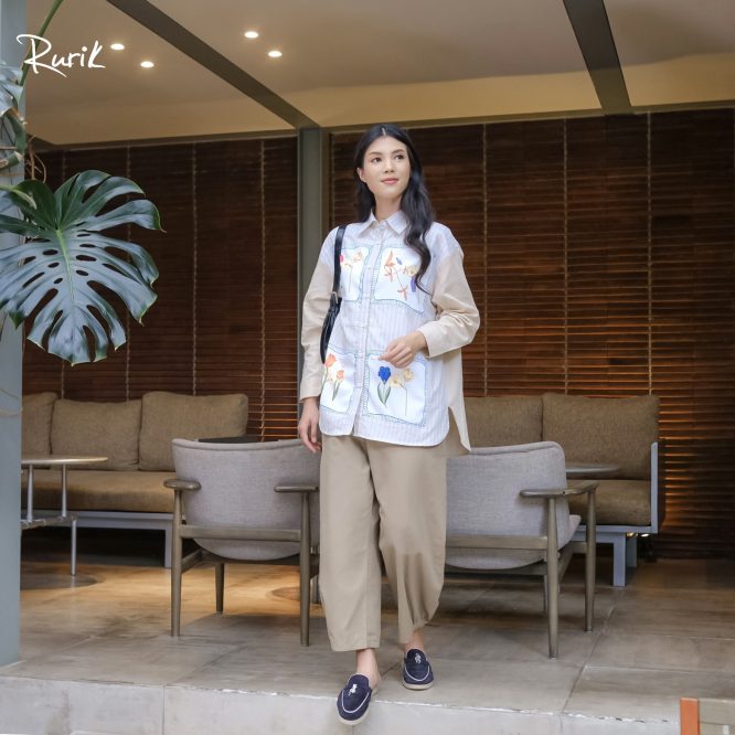 Rurik Kemeja Wanita Oversize Printing Verline Shirt - Image 2